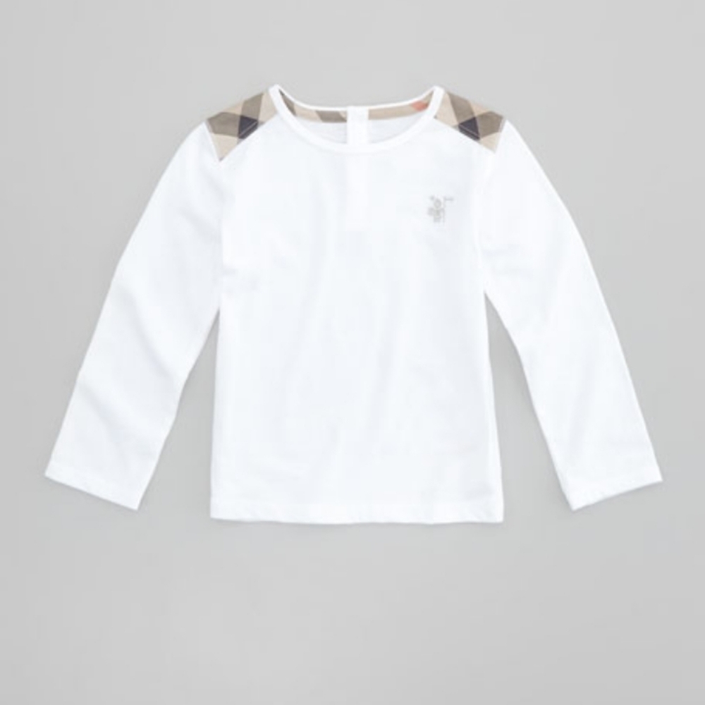 BURBERRY Infant Boys Check-shoulder 100% cotton Longsleeve 12m